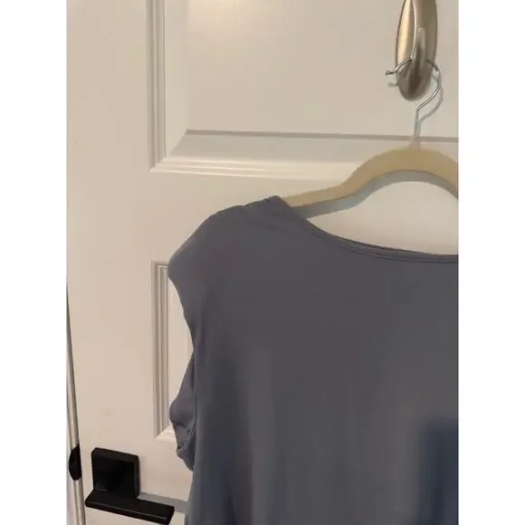 Anthropologie Soft Grey Drapey Cap Sleeve Blouse - Picture 2 of 3